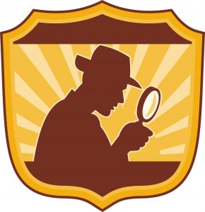 Detective Investigator Graphic in a Shield Badge