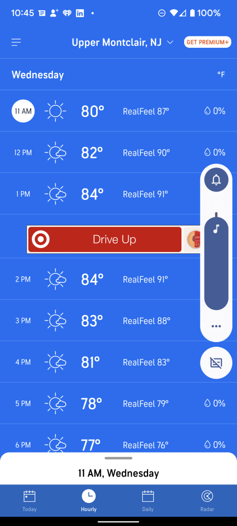 weather app with geotargeted ad