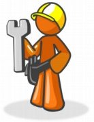 Cartoon of a Construction Worker Orange Stick Figure